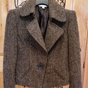 cabi Brown Tweed Motorcycle Jacket
